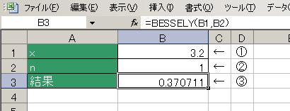 BESSELY関数の使用例