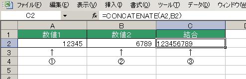 CONCATENATE関数の使用例2