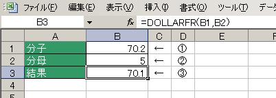 DOLLARFR関数の使用例