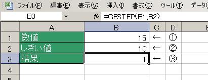 GESTEP関数の使用例