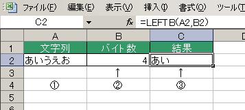 LEFTB関数の使用例