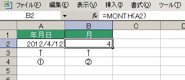 MONTH関数の使用例