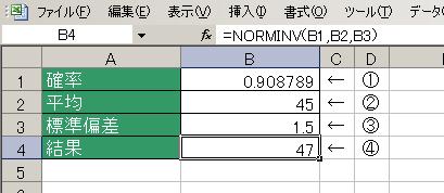 NORMDIST関数の使用例
