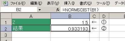 NORMDIST関数の使用例