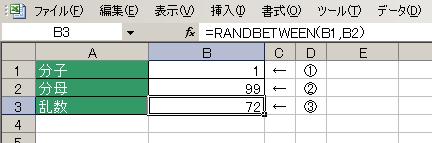 RANDBETWEEN関数の使用例