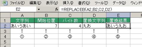 REPLACEB関数の使用例