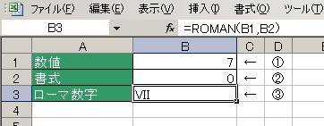 ROMAN関数の使用例
