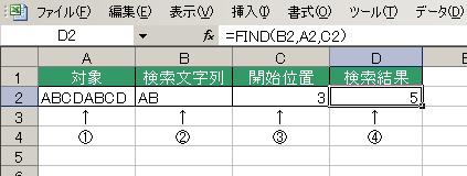FIND関数の使用例