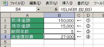 SLN関数の使用例1